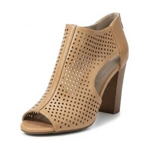 NWOT Merona Brown Peep Toe Cutout Zip Heels  Size 9.5